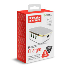 AC charger 6xUSB (1xQC3.0 + 5xAUTO ID) 7A, 35W, white (CW-CHS019Q-WT)
