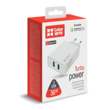 AC nabíjačka 2xUSB Quick Charge 3.0 (36W) biela, (CW-CHS017Q-WT)