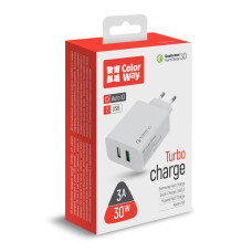 AC charger 2xUSB QC3.0 + 2.4A AUTO ID (30W) white, (CW-CHS021Q-WT)