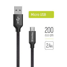 Кабель USB MicroUSB 2.4A 2м - чорний (CW-CBUM009-BK)