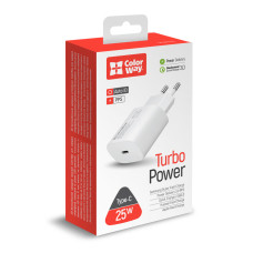 AC Charger ColorWay with Power Delivery port PPS USB Type-C 25W, white, (CW-CHS033PD-WT)