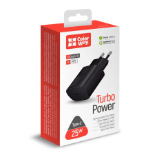 AC Charger ColorWay with Power Delivery port PPS USB Type-C 25W, black, (CW-CHS033PD-BK)