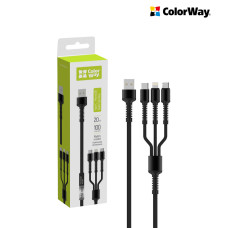 Universal 3-in-1 cable (Lightning+MicroUSB+Type-C) 4.0A, 20W, 1.2m, grey (CW-CBU3003-GR)