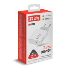 AC Charger ColorWay Power Delivery Port USB Type-C, 20W, V2, White (CW-CHS026PD-WT)