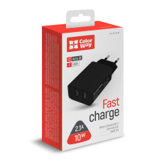 AC charger 2xUSB AUTO ID 2.1A (10W), black (CW-CHS015-BK)