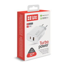 AC Charger Power Delivery Port PPS USB (Type-C PD + USB QC3.0) (30W), Black, (CW-CHS037PD-WT)