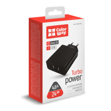 AC charger 2xUSB AUTO ID 4.8A (24W), black (CW-CHS016-BK)