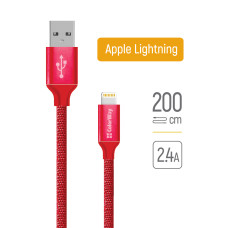 USB-кабель Apple Lightning 2.4A 2 м - червоний (CW-CBUL007-RD)