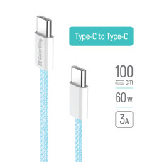 ColorWay Type-C - Зарядний пристрій PD Fast Charging 60 Вт, 3,0 А, 1 м, синій (CW-CBPDCC061-BL)
