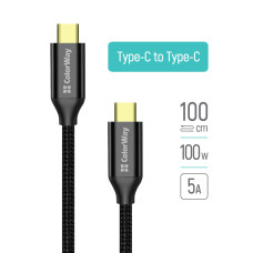 ColorWay Type-C - Type-C USB3.2 (20Gbps 4K PD 100W) Gen2, 5.0A, 1m, Black (CW-CBPDCC061-GR)