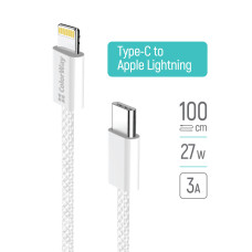 ColorWay Type-C - Apple Lightning (braided cotton) PD 27W, 1m, grey (CW-CBPDCL061-GR)