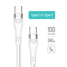 ColorWay Type-C - Type-C (braided nylon) PD 240W, 5.0A, 1m, white (CW-CBPDCC065-WT)