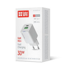 AC Charger ColorWay ColorWay GaN Mini 30W PD Port PPS USB (Type-C PD + USB QC4.0) white (CW-CHS053PD-WT)