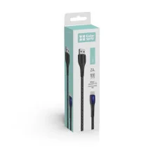 Кабель USB Type-C (ПВХ + світлодіод) 2.4A 1м - чорний