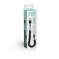 Кабель USB Type-C (спираль) 2,4A 1м - черный